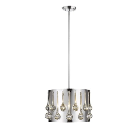 Z-Lite Oberon 3 Light Pendant, Chrome+ Crystal 453-13CH